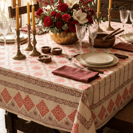 Gulnaar Red Geometric Tablecloth