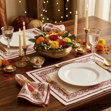 Gulnaar Red Placemat & Napkin Set