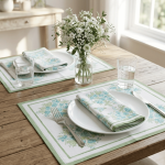 Aqua Bloom Napkin / Placemat Set