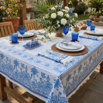 Desert Palm Blue Tablecloth
